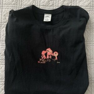 Urban Outfitters Black Tee with Mushroom Design